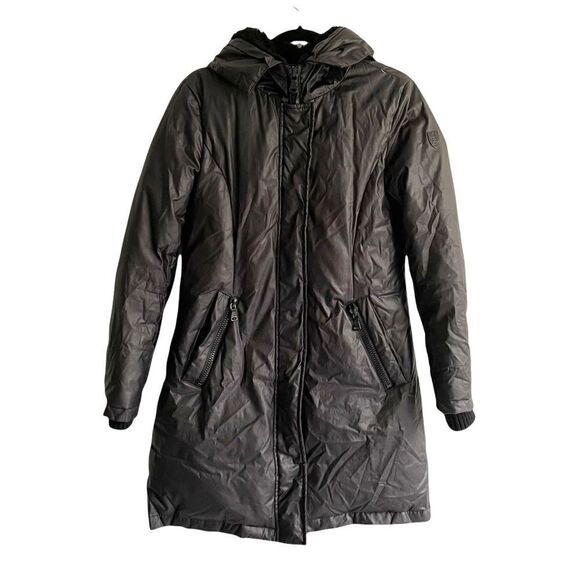 VINCE CAMUTO Winter Down Feather Puffer Coat Parka Hood Black S - Picture 1 of 8